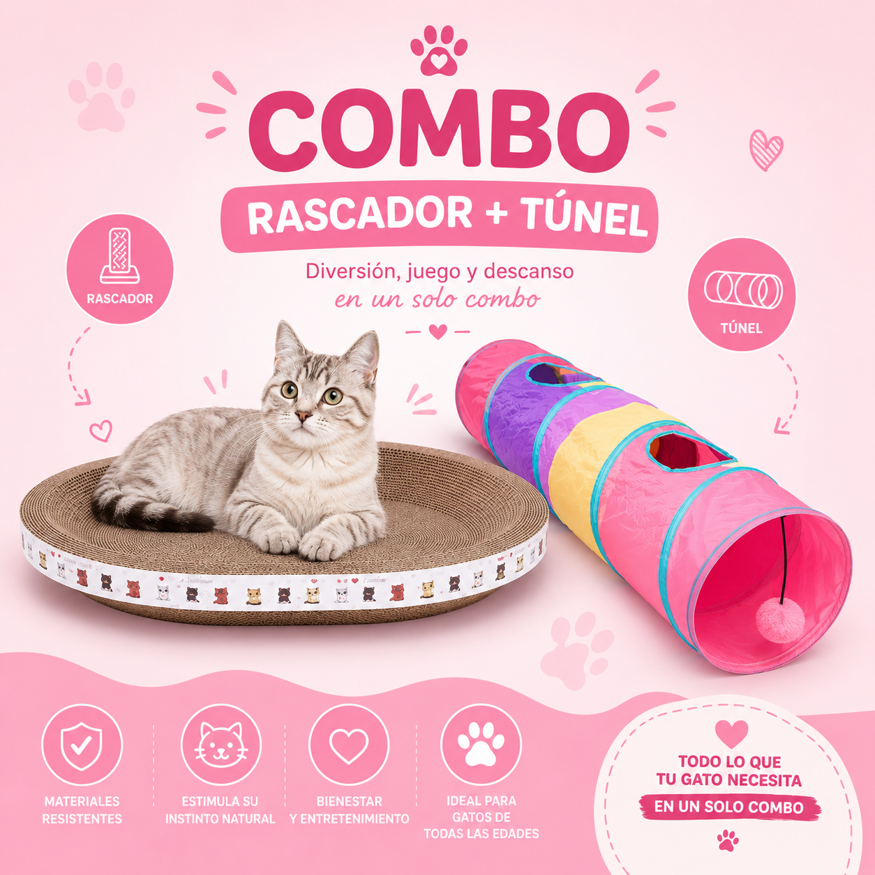Combo túnel y rascador