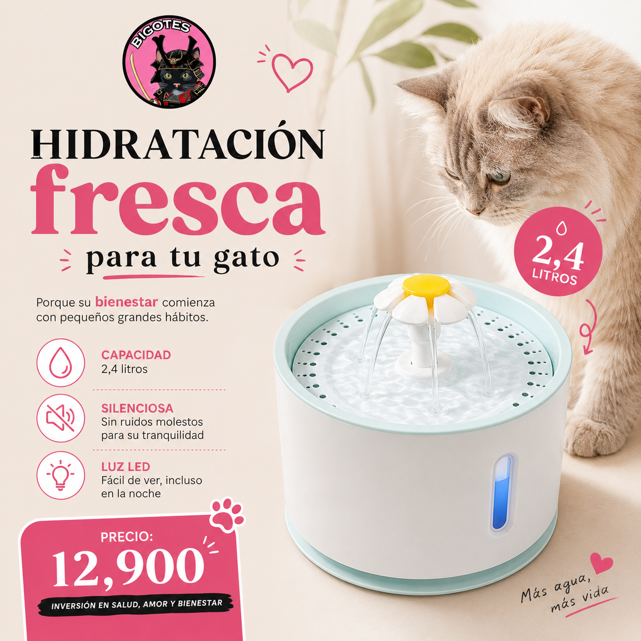 Fuente 2,4 L de flor