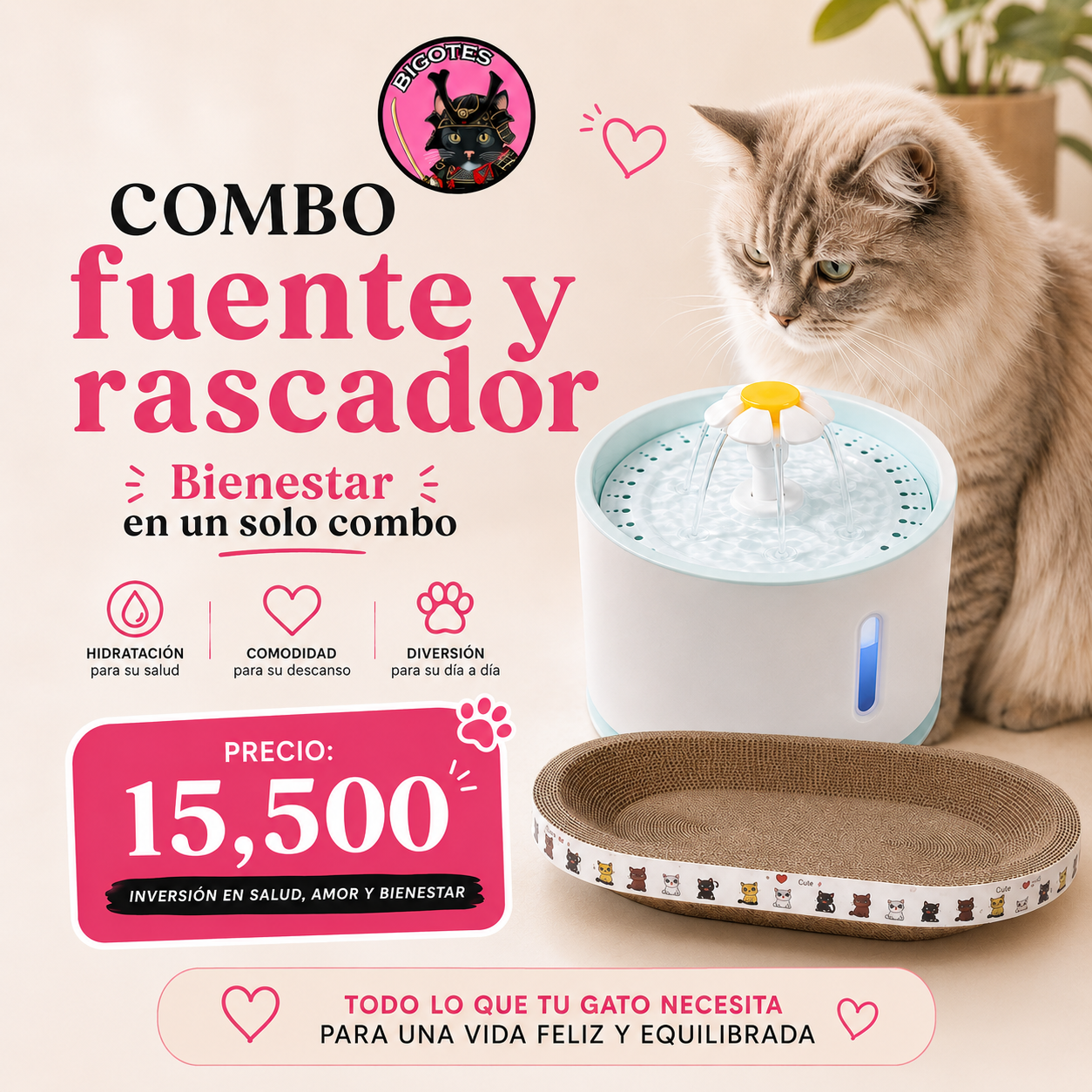 Combo fuente y rascador